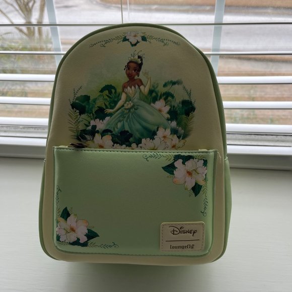 Loungefly Disney Princess and the Frog Tiana Floral Green Mini Backpack New - Picture 1 of 9